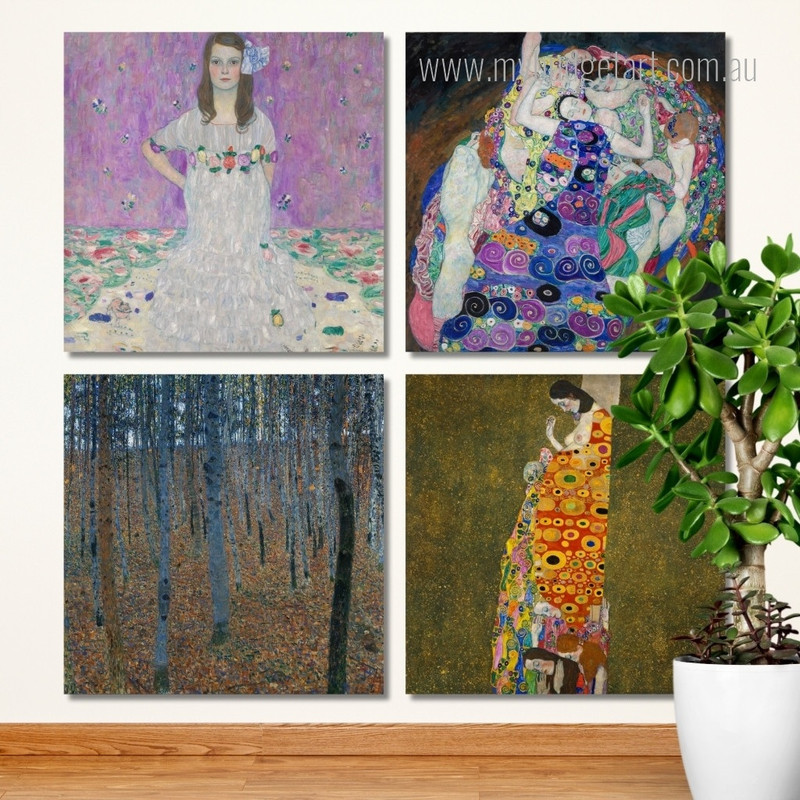 Mada Primavesi By Gustav Klimt Austrian Figure Modern Framed Wall Art Image 4 Piece Framed Wall Art Canvas Prints Set For Drawing Room